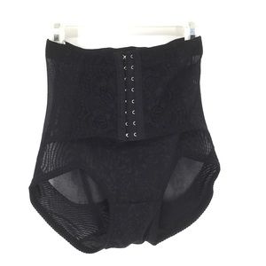Black lace mesh hi-waist corset body shaper brief